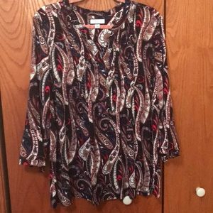 Charter Club navy paisley blouse